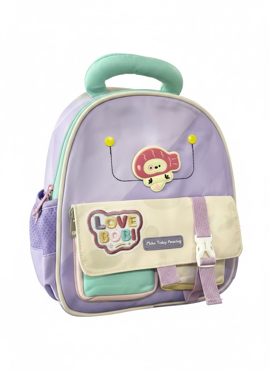Little Explorer Pre-School Backpack | Preppy Design Lightweight Toddler School Bag | Nursery & Preschool Cartoon Backpack with Front Pocket - Colourblocked