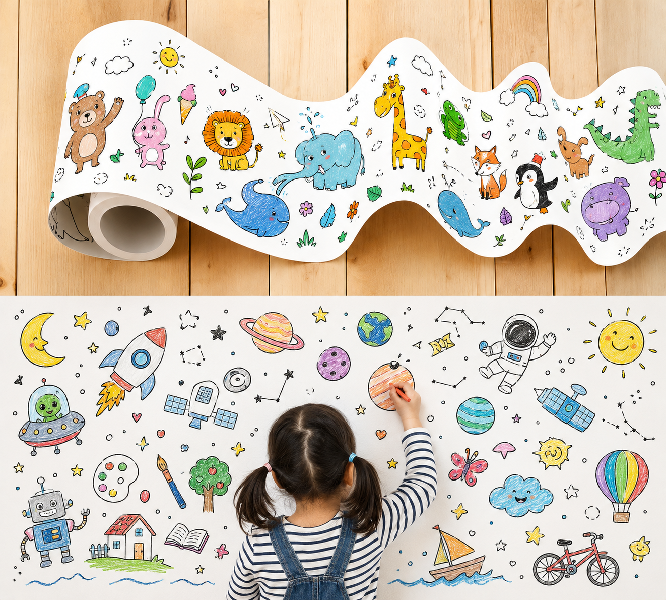 Children Drawing Roll Blank Coloring Pages Children's Drawing Scroll Color Filling Paper Scroll Kids Coloring Drawing Paper Roll Wall Floor DIY Painting Color Filling Paper 30 CM x 3 Mete- Pack of 1 P