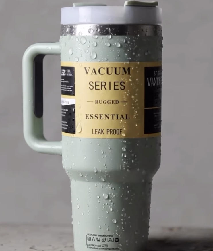 Insulated Steel Tumbler with Flip Spout  ( Hot & Cold )– Sage Green, 1200ml
