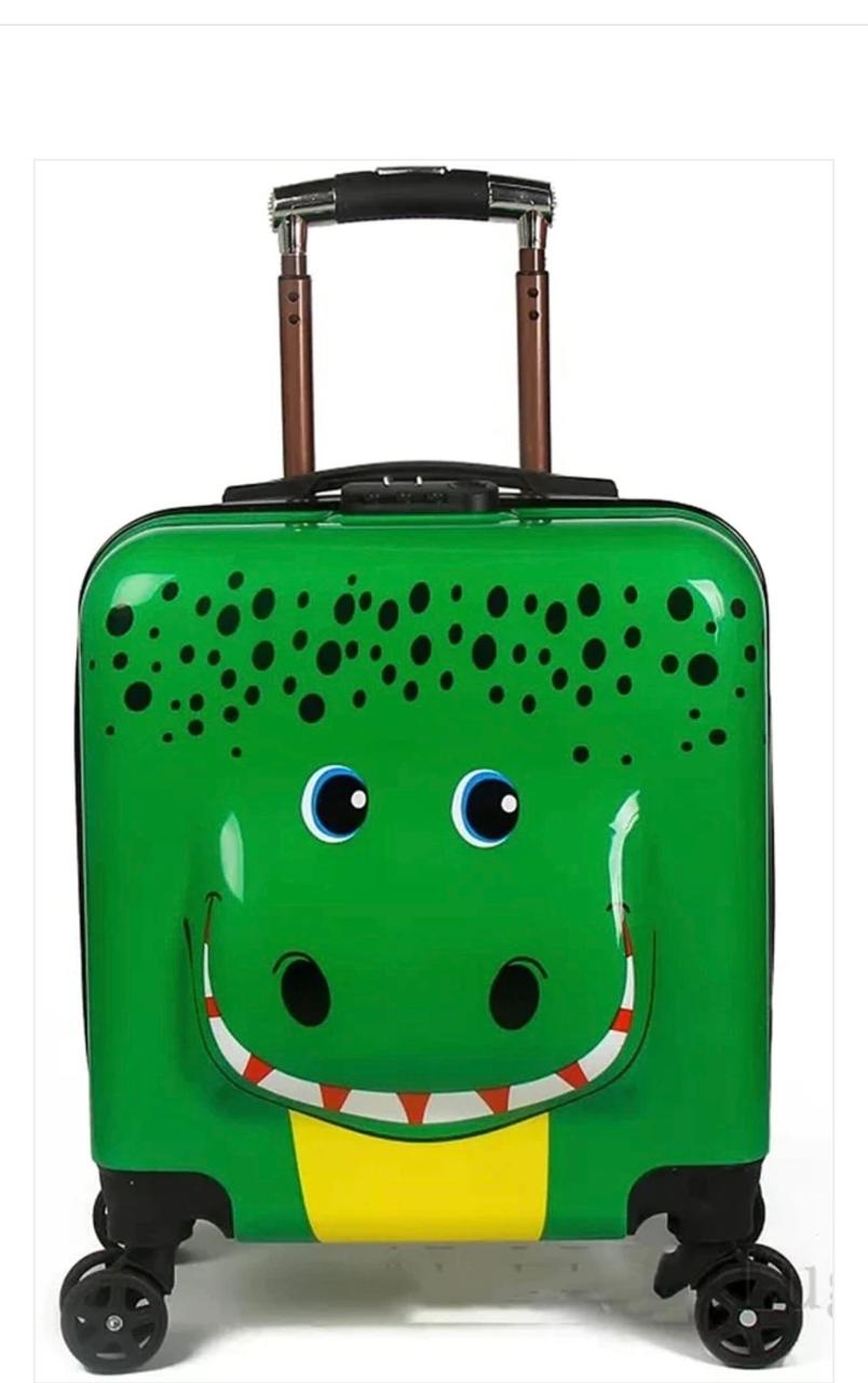 Animal Adventure Kids Trolley Suitcase with 360° Spinner Wheels - Dino