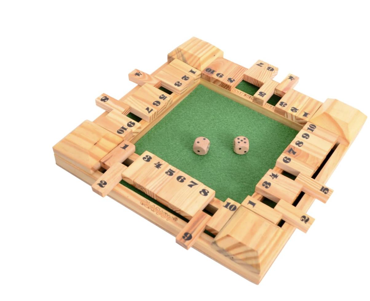 Clapjoy Shut The Box Wooden Dice Game for Kids & Adults | Educational Math Learning Toy for Ages 5+ years