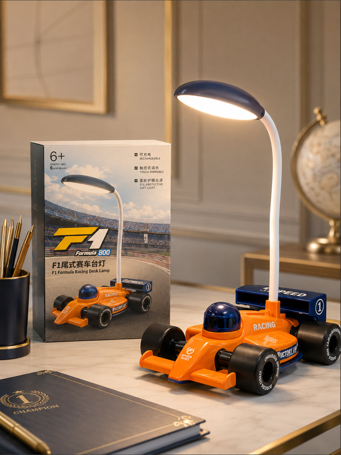 Kids Racing Car LED Study Lamp – Formula 1 Style Desk Lamp
